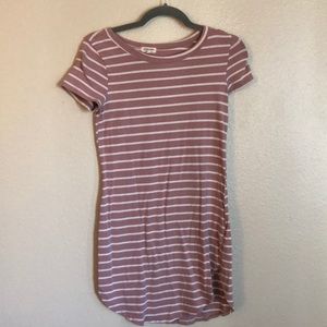 Pink striped T-shirt dress